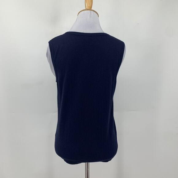 Talbots Tank Top Womes M Medium Navy Blue Cashmere Blend Sleeveless Knitted - Picture 6 of 12